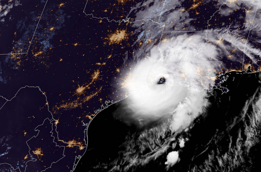Hurricane Laura seen from above