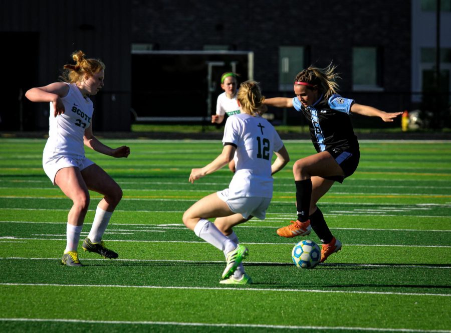 Kailey Marshall defending the ball