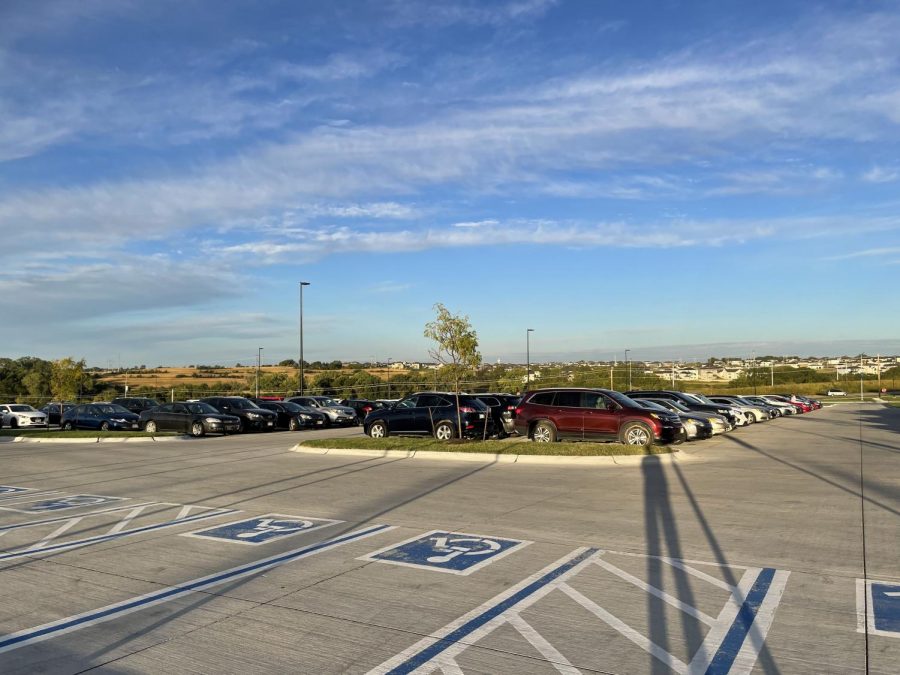 The Elkhorn North Parking lot in the fall of 2021.