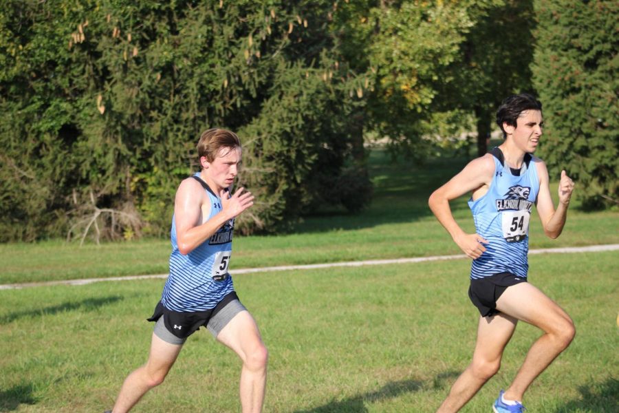 Michael Grigsby and Jack Sinnott nearing the final stretch of a race last year