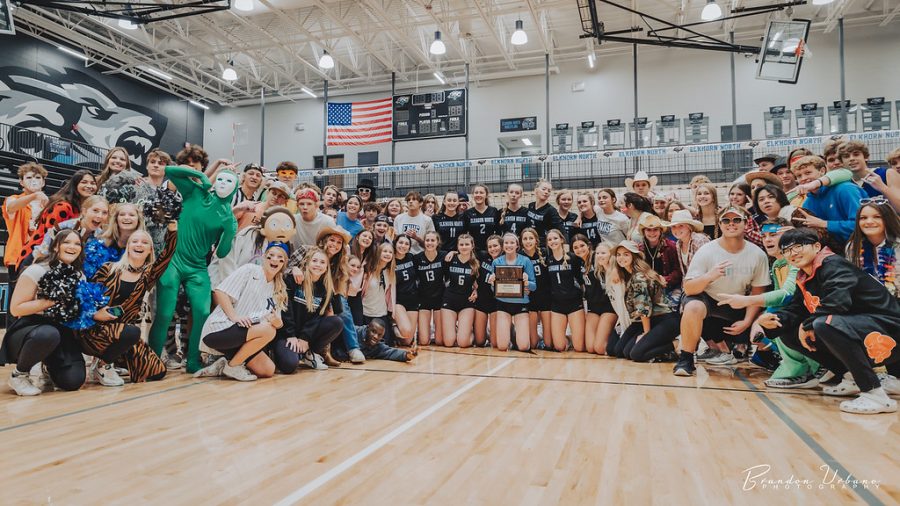 Wolves volleyball team after winning the district title. 