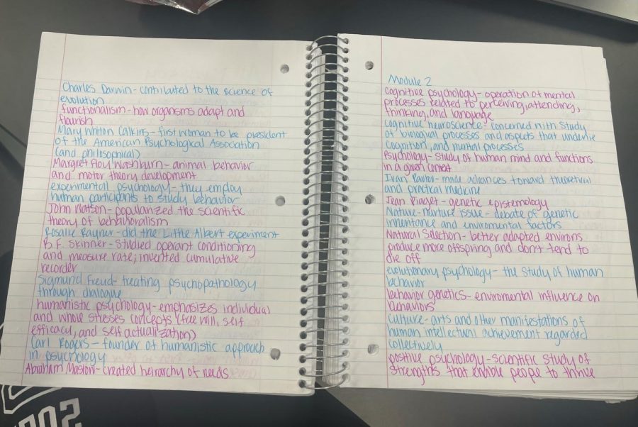 Taylor+Bratcher%E2%80%99s+AP+Biology+notes.+She+writes+them+neatly+and+color-codes+them.%0A