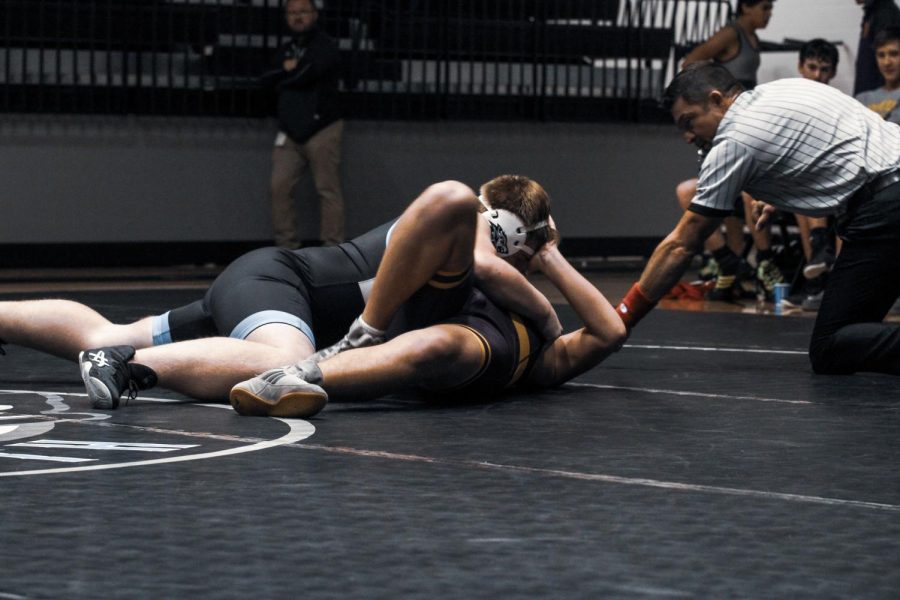 Jadon Webster pins his opponent for a 17 second win. With an easy win, Webster ends the wrestling meet on a good note. 