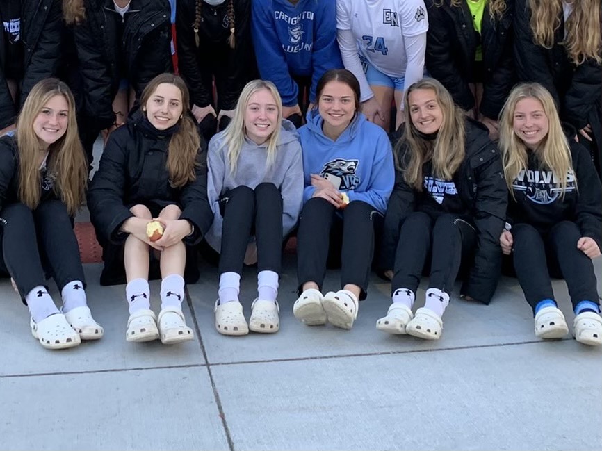 Elkhorn North girls soccer team loves their crocs and wear them for every game.