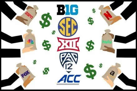 A visual of the Power Five college football conferences receiving money from TV companies