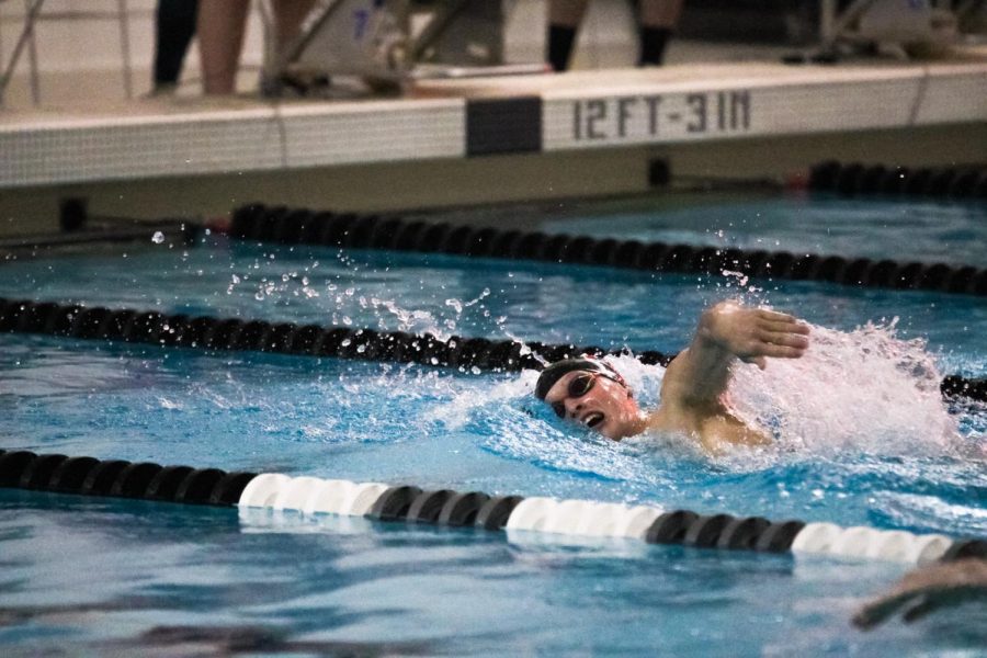 Horner strokes towards the finish at the end of his 100 Freestyle event.  Horner dominated the event placing 1st with a time of 48.84.  