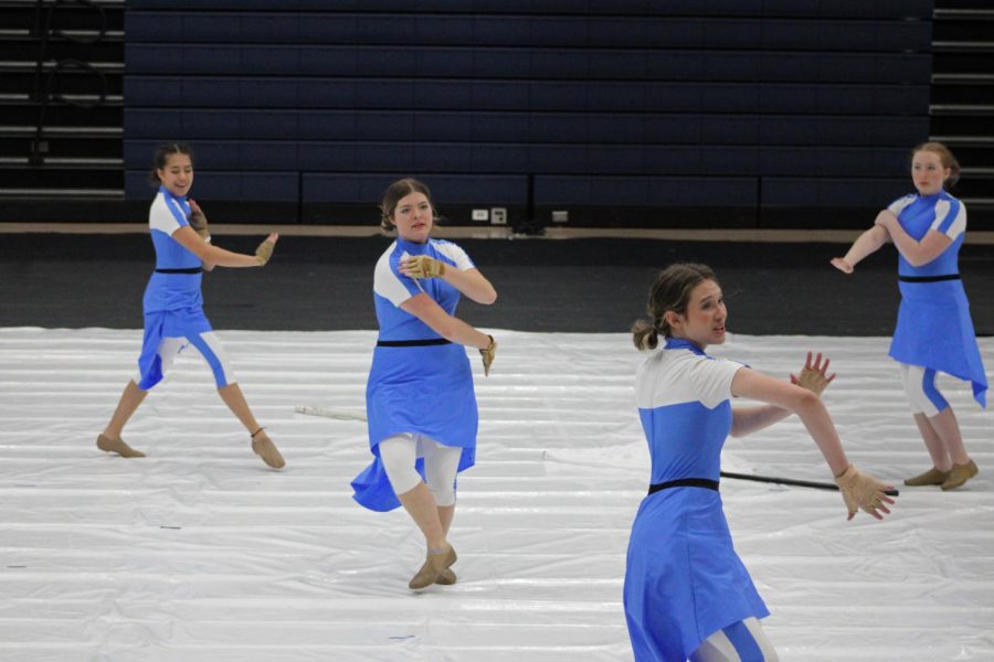 Left to right: Amanda Hoffman, Alyssa Stone, Madison Mensch and Caleigh Buck performing first ensemble dance 