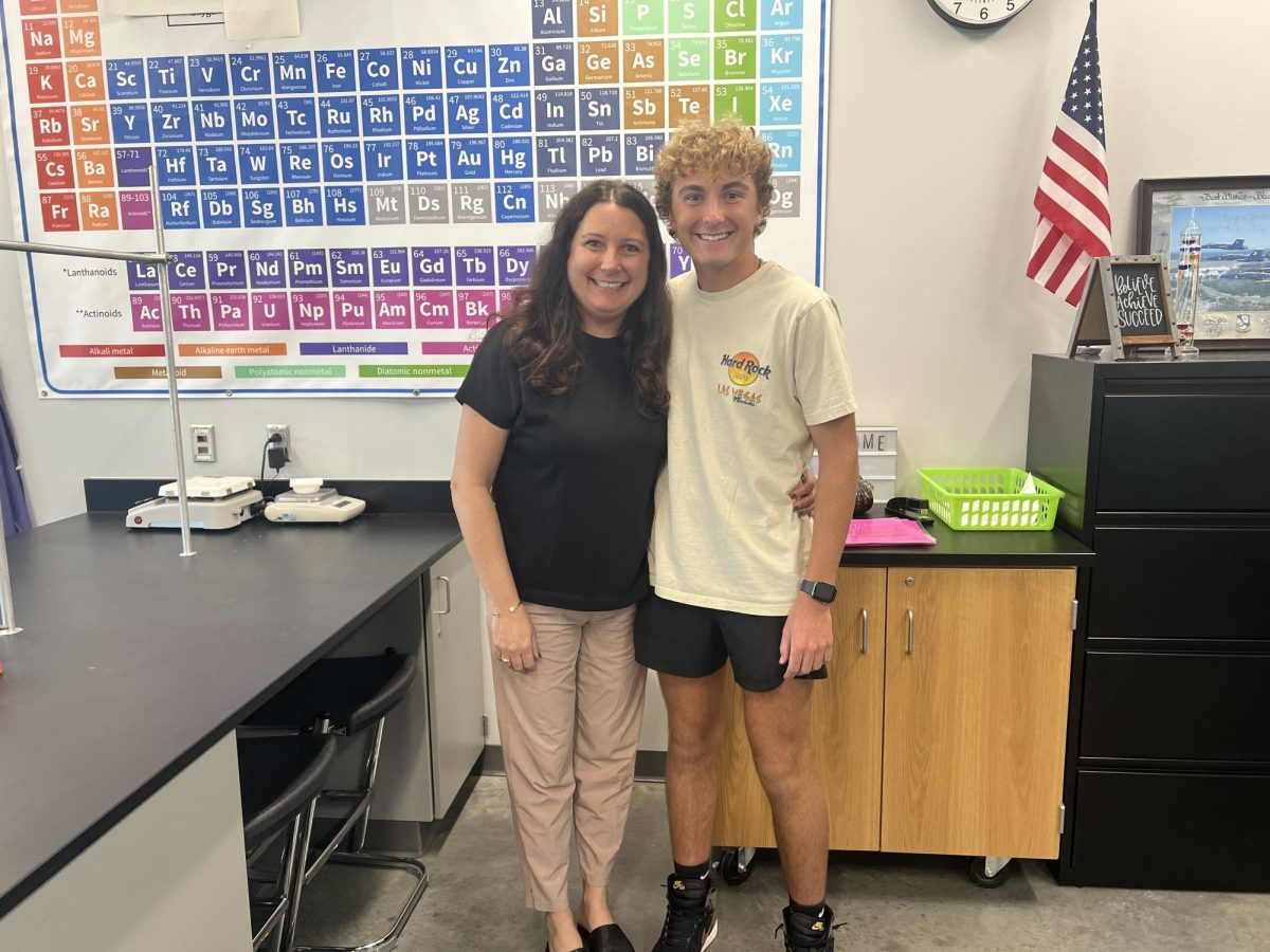Photo courtesy of Kyla Henthorn. “Brody’s friend Ella became my TA to get snacks during study hall.” Chemistry Teacher, Reyne Armbrust, said. “The best part of having my mom at the same school as me is that I can go to her for help and snacks whenever I want.” Sophomore, Brody Armbrust, said.