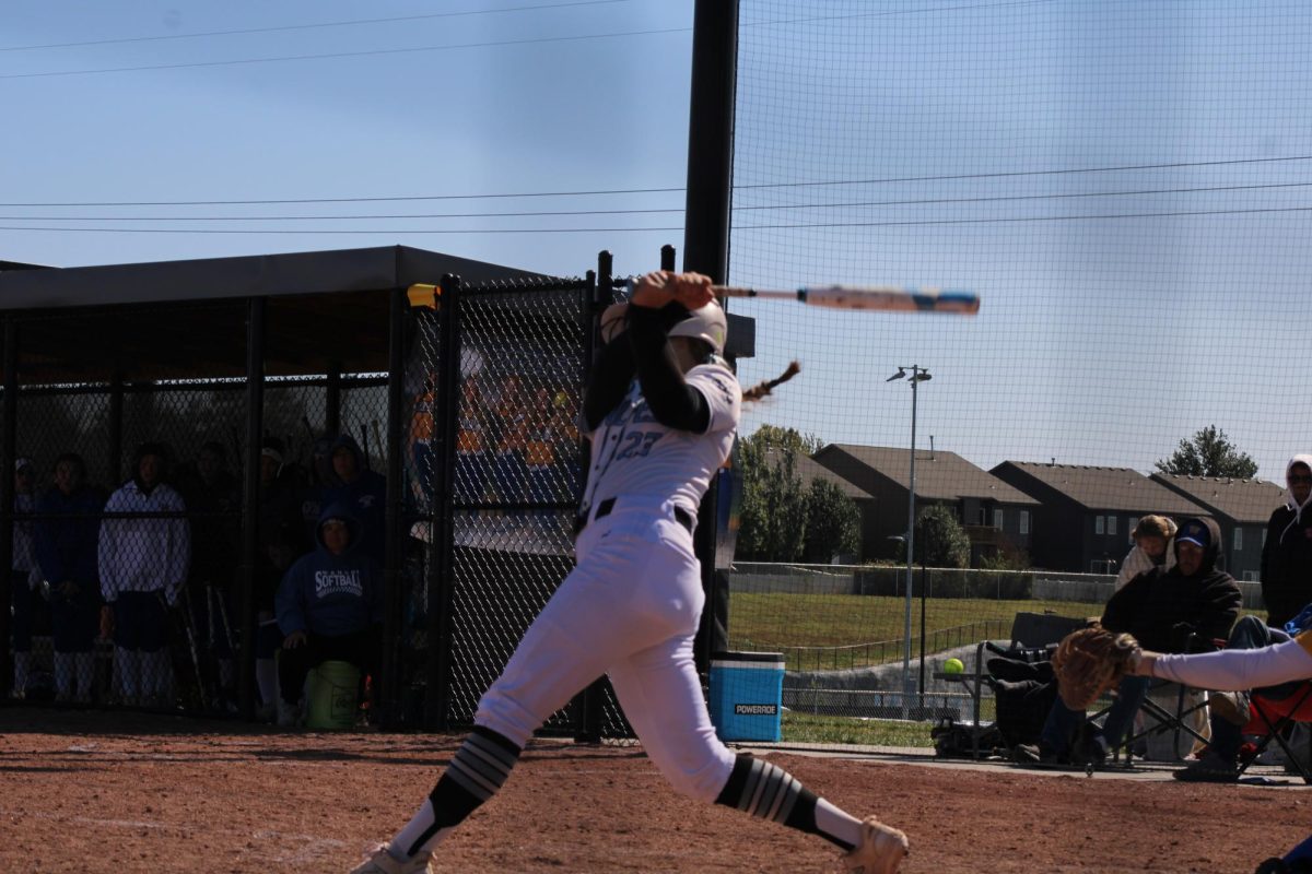 Reese Pearson up to bat. Pearson is a sophomore and the catcher for varsity softball. 