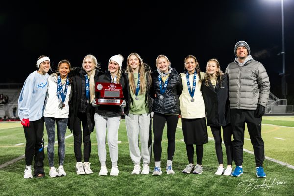 The Elkhorn North girls cross country team was recognized at halftime of the Elkhorn North versus Elkhorn High Class B State Football Playoff game on October 27th, 2023. They were the Class B state runner-up.