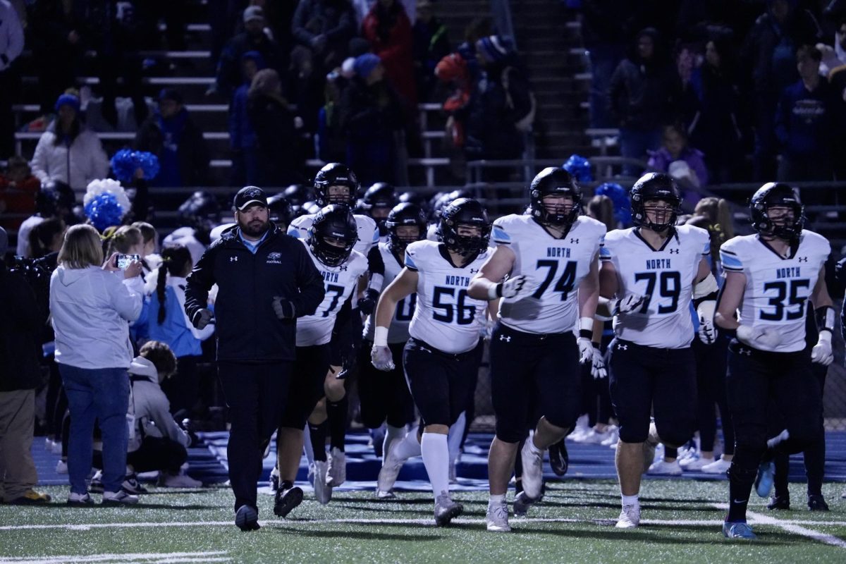 Wolves run onto the field to face Bennington. This was the state semifinals for Class B football