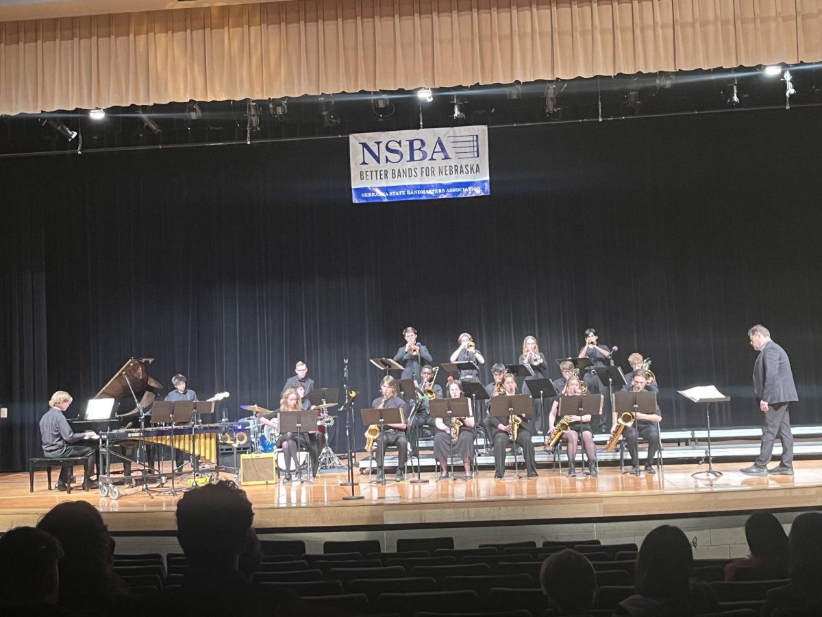 The Big Band Wolves perform their final run of the reason at the NSBA state jazz festival on April 12th, 2024
Photo by Selah Halweg