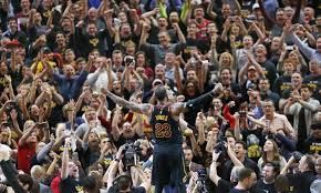 Lebron James pumping up the crowd in the NBA Finals. Many saw The Goat as the only reason the Cavaliers made it to the finals and had a historic run. He was the face of the NBA, and thats how the Cavs and NBA gained popularity.