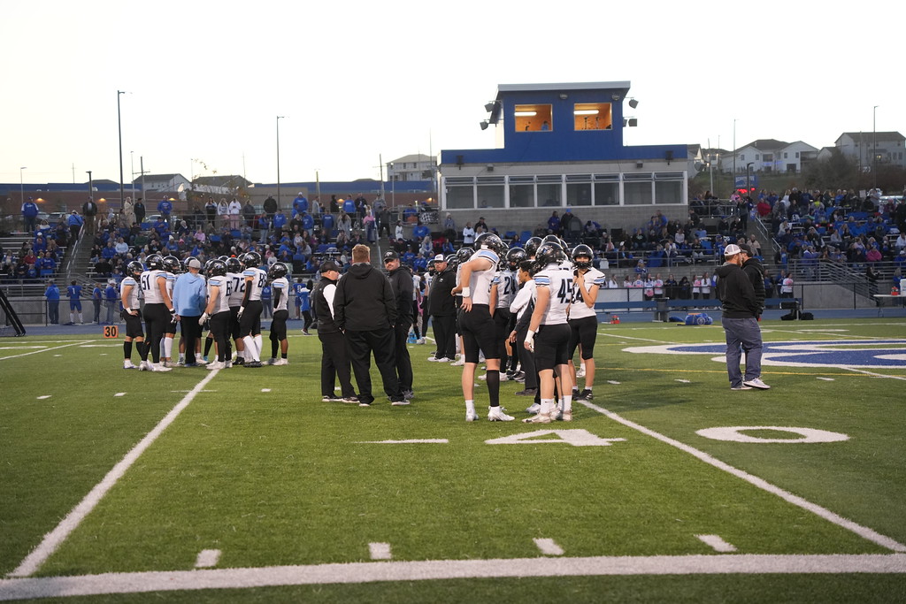 The Elkhorn North Wolves Football team, preparing to play the Bennington Badgers in a hard fought game on Friday, October 25th.