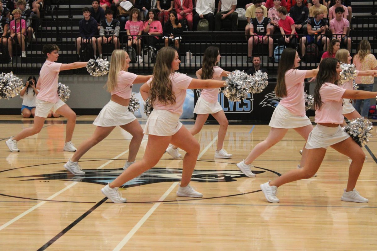 Dance team performs at the Wolf Week pep rally. 