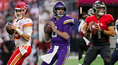 Left: Patrick Mahomes, Middle: Kirk Cousins, Right: Marcus Mariota