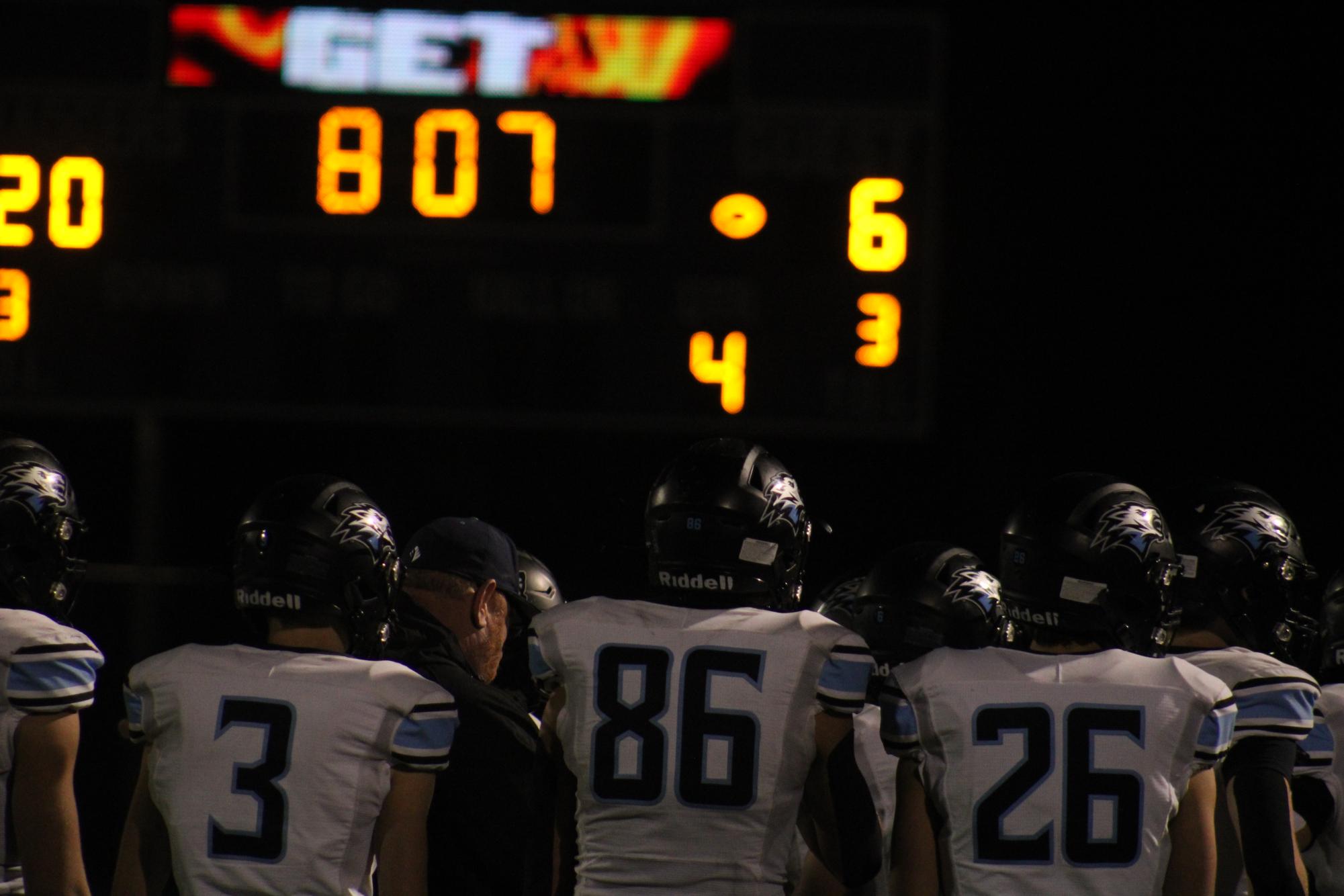 The Elkhorn North Wolves are looking at the scoreboard during the fourth quarter. They are hoping a comeback can happen with eight minutes left.