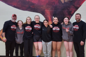 Ella Japp (2nd left) and Keira Hecht (3rd left) after competing at the first All-Girls State Championship. Photo courtesy of Keira Hecht