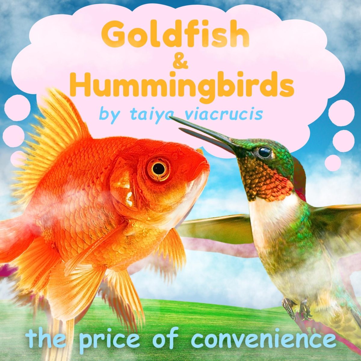 Graphic for "Goldfish and Hummingbirds: The price of convenience." Designed by Taiya Viacrucis