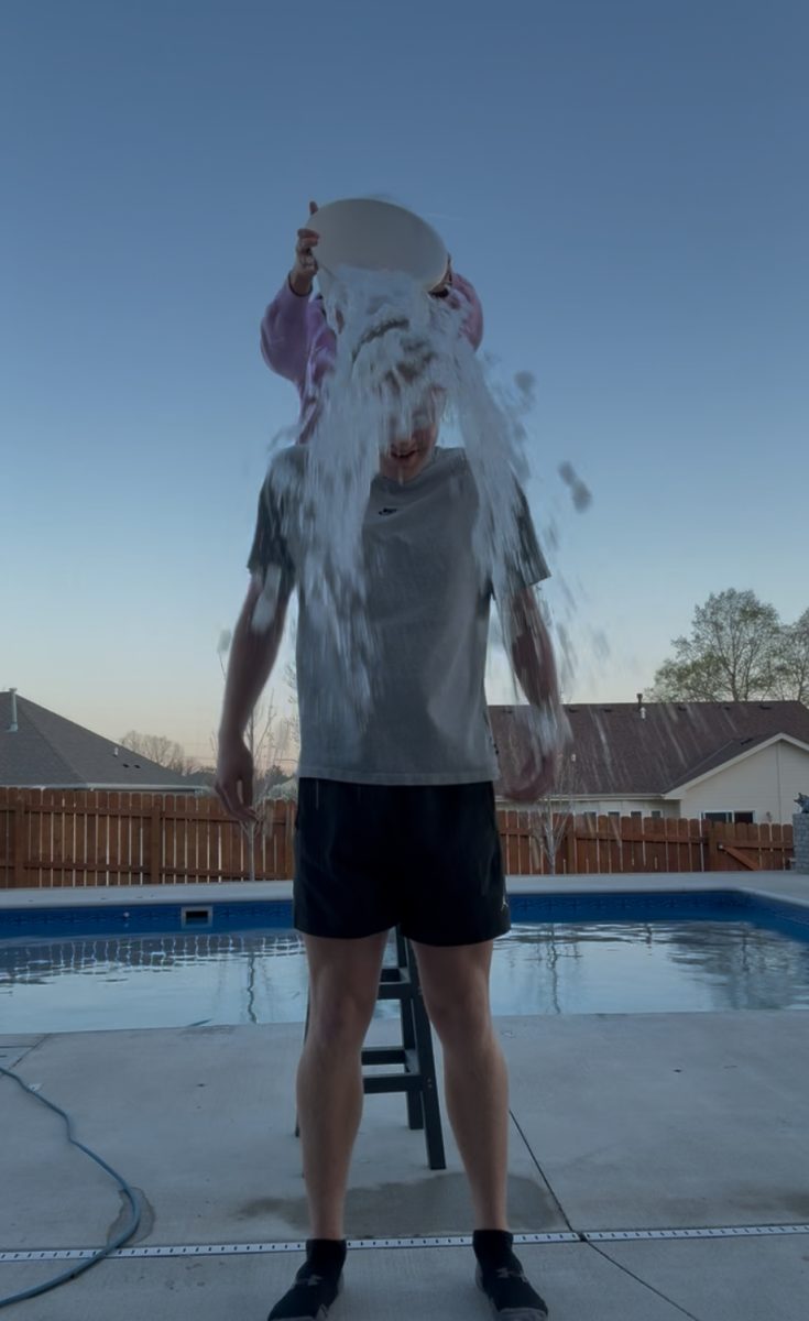 Gavin Topf participating in the USC Ice Bucket Challenge.