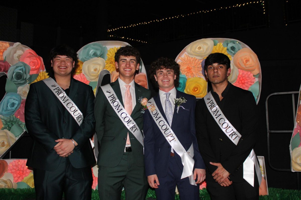 Pictured above is Johnny Tran, Tyler Neitfelt, Myles Trausch, Aryan Panchal from prom court last year, April 13, 2024. The whole group is on prom court again this year.