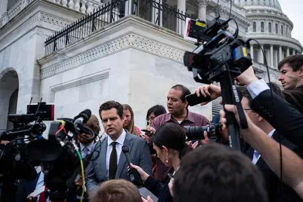 Interview with  Florida Representative Matt Gaetz, a Republican. Gaetz is opposed to an extension over Democratic ideas. Photo courtesy of Haiyun Jiang of The New York Times. 
