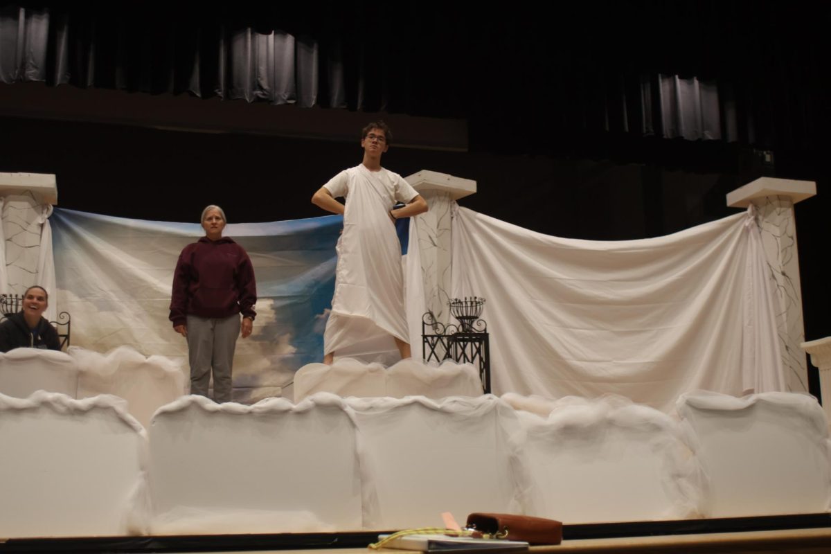 Junior Zen Wesselmann rehearses his parts in rehearsal. This rehearsal was held on Sunday, September 9, 2025. Photo courtesy of Morgan Lavin