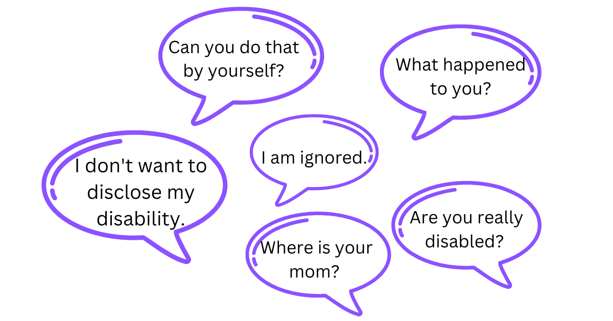 Common phrases commented on disabled creators' posts. Many are demeaning and spread a tone of mockery. Photo courtesy of the babb group.