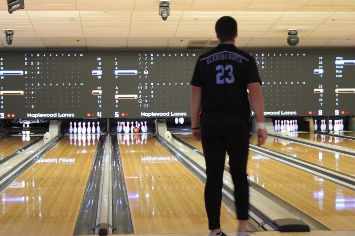 Junior bowler Brayden Butler 8 pins on the second frame. He then followed up with a spare to close out the frame with a mark.