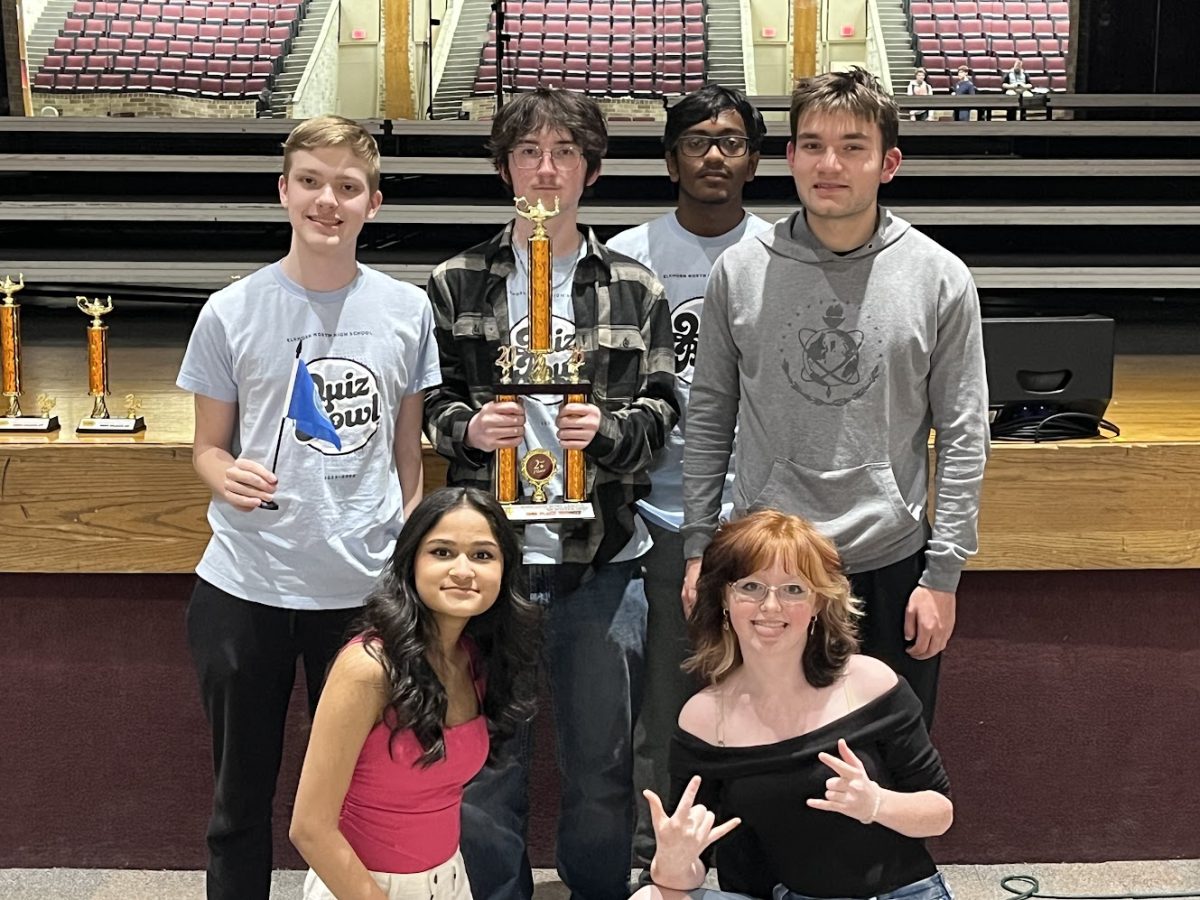 Detloff Holding the trophy after the quiz bowl competition on February 13th. The team got second place overall.