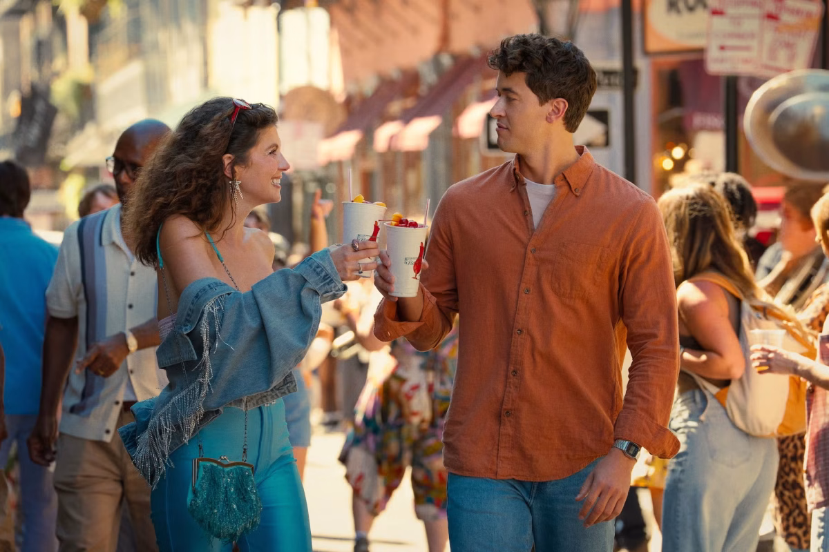 Main characters Poppy and Alex walk the streets of Barcelona. Poppy is played by Emily Bader and Alex is played by Tom Blythe. Photo courtesy of The Guardian.