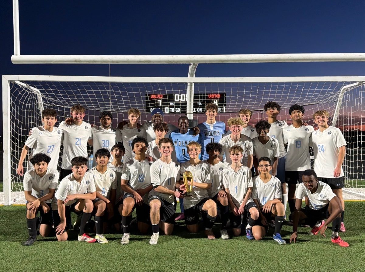 The winning team from the Captain’s Cup with the trophy after the Gatorade Scrimmage. Team Jack Olson and Zac Keenan won the trophy after going into penalty kicks in the Gatorade Scrimmage on March 9, 2026. 

Photo Courtesy of Renee Vokt. 
