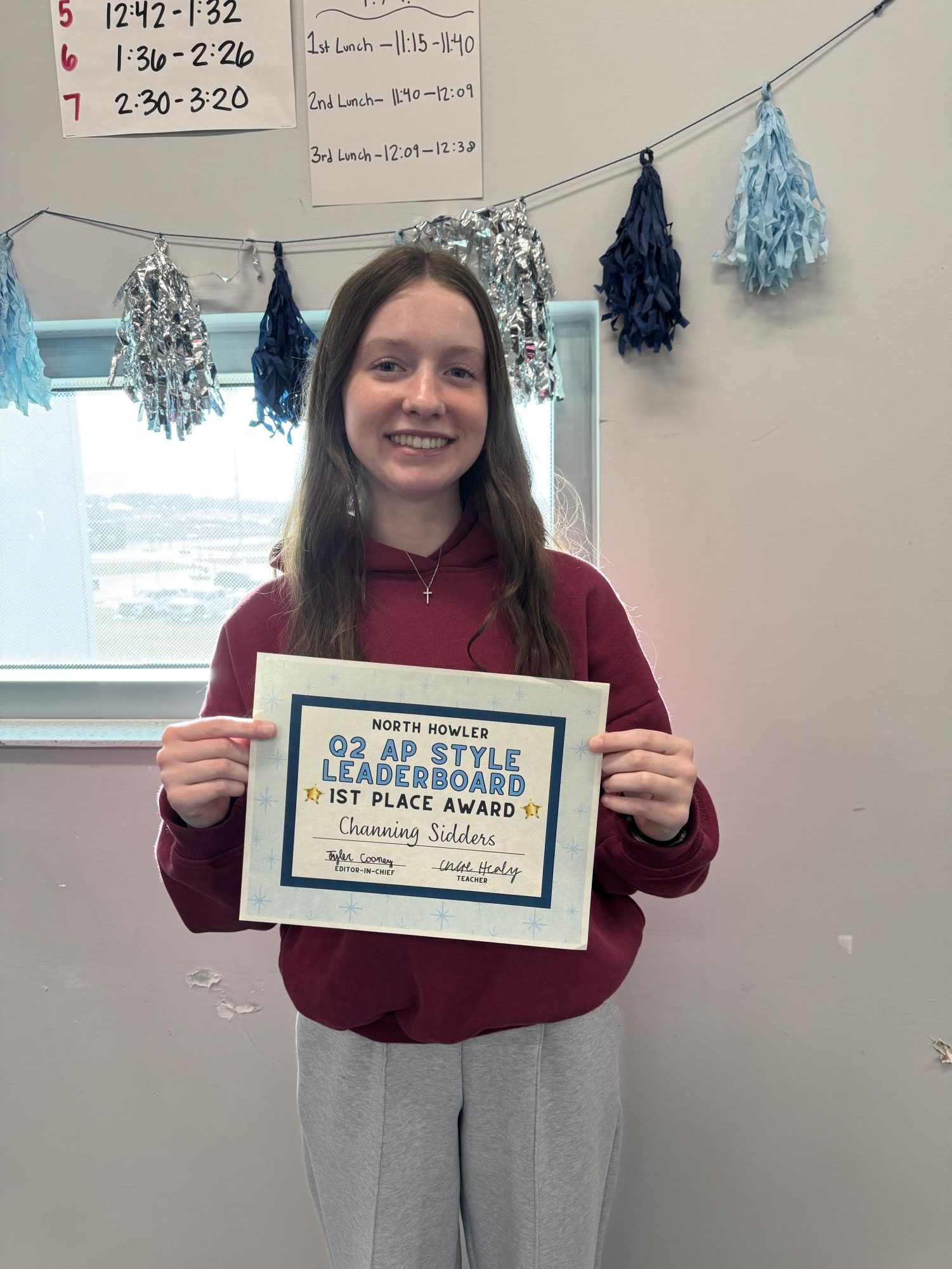 Sophomore Channing Sidders won the Quarter 2 AP Style Leaderboard against her North Howler classmates. Sidders has used her detailed writing style and creativity to help make the print issue come to life.